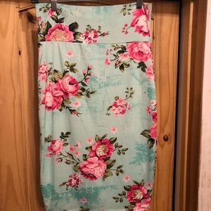 Mint & pink floral skirt